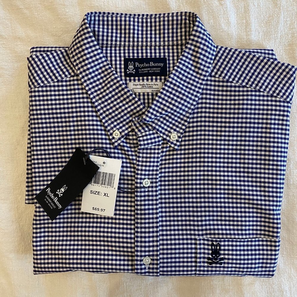 Psycho Bunny Plaid Button Down 100% cotton long sleeve shirt